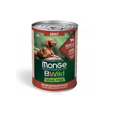 Monge B Wild Irregular cut chunks in gravy – Lamb with Pumpkin and Zucchini – Adult 400G